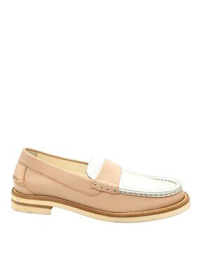 NEW Pedro Garcia Stina Penny Loafer Preppy Womens 11 Beige Silver Metallic Chic